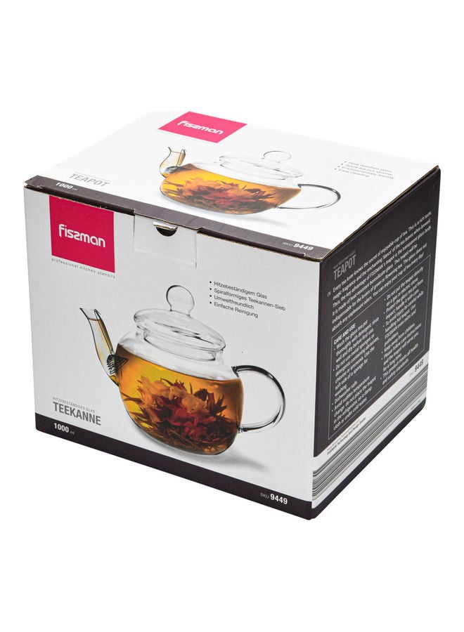 Glass Teapot With Removable Infuser Clear 1000ml