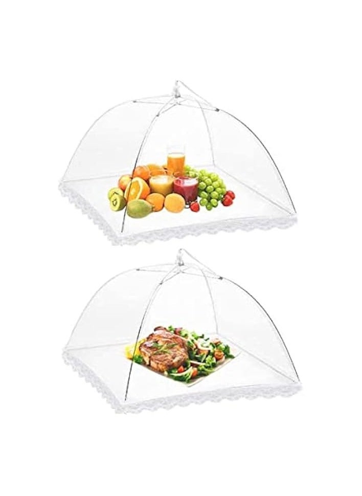 Pop-Up Mesh Food Cover, Mesh Screen Food Covers Umbrella Tent, Reusable and Collapsible Food Cover Net Keep Out Outdoor Flies, Bugs, Mosquitos, Picnics, BBQ Mesh Food Cover Nets (2)