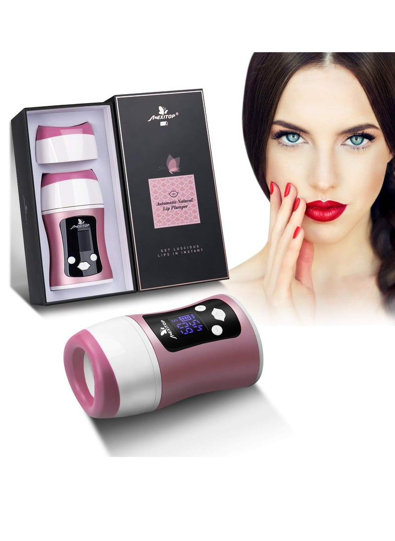 Lip Plumper - Lip Suction Booster Automatic, Intelligent Control (Time, Sucking), Digital Display, Charging via USB, Standing Design Lip Filler for Lip Make-Up (Bonus Sponge Pad Included)