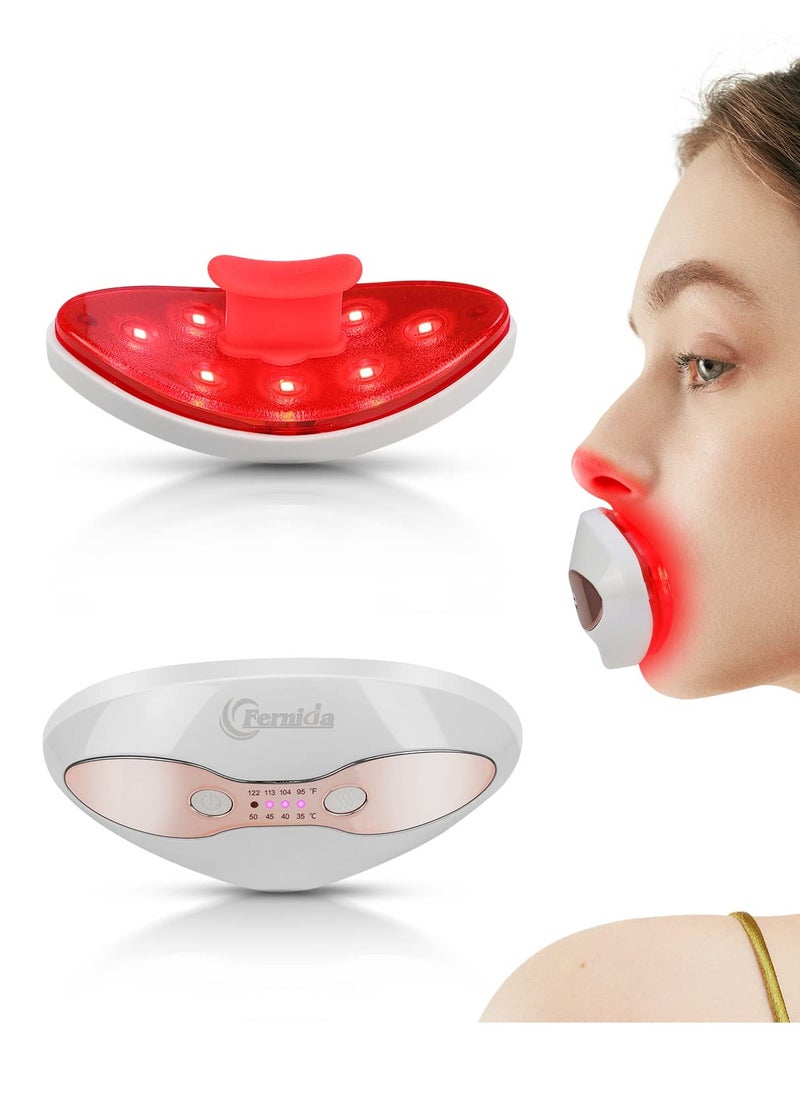 Red Light Device, FERNIDA 2 in 1 Lip and Eye Care Tool with Heated for Anti-Aging, Smooth Lip Wrinkles, Lip Plumper and Reduce Dark Circles, 4 Levels Heating Temps, White