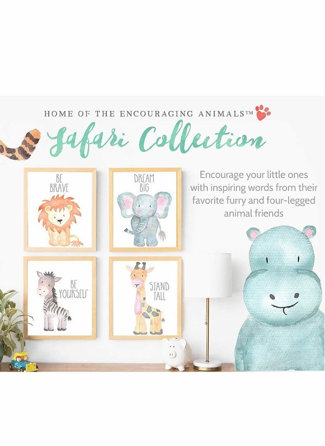 Wall Decor, Jungle Safari Animal Unframed, Woodland Animals Art Print Adorable Lion Elephant Giraffe Monkey Zebra Hippo Paintings, Set of 6（21cm x 30cm) Kids Room