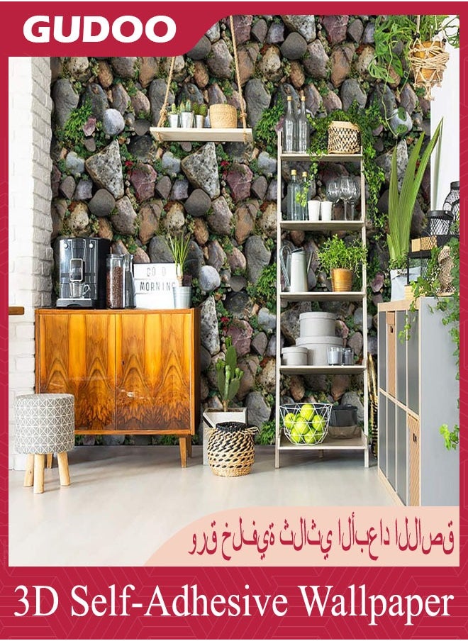 3D Self Adhesive Wallpaper Faux Stone Peel And Stick Wallpaper Water Proof Spillage Proof PVC Wallpaper For House Decoration 45cm x 10m