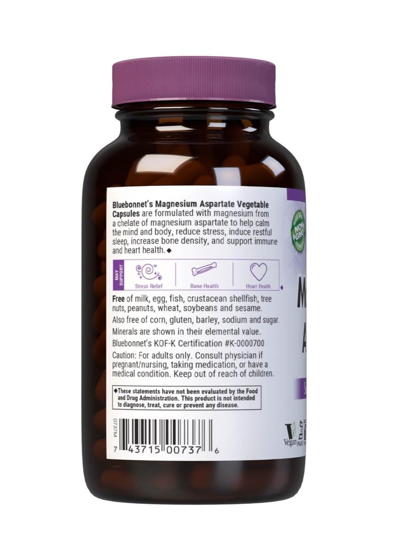 Magnesium Aspartate, Supports Healthy Magnesium Levels, Soy & Gluten & Dairy Free, Non-GMO, Kosher Certified, Vegan, 100 Servings, White, 200 Count