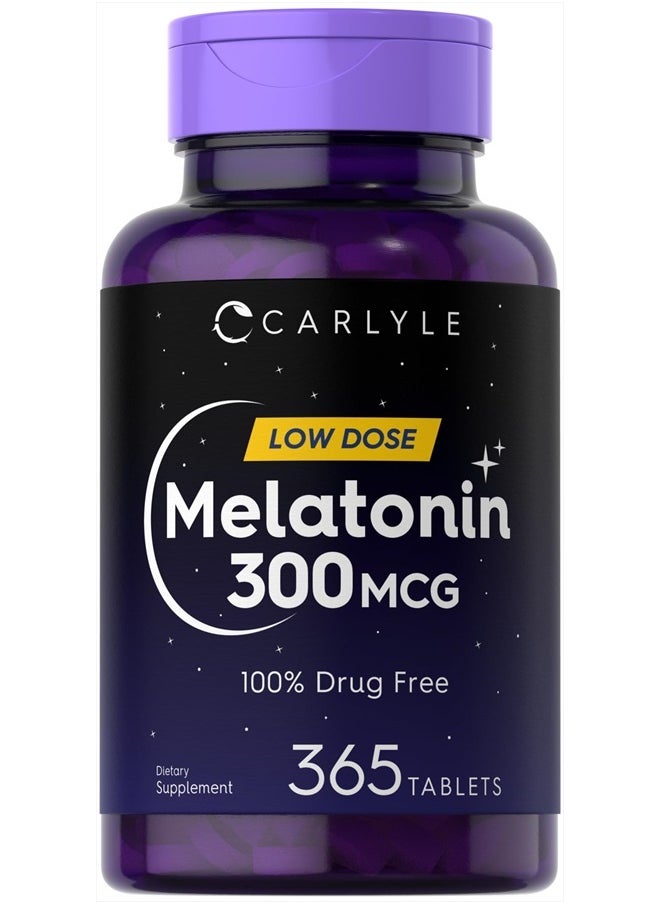 Melatonin 300 mcg | 365 Tablets | Low Dose | Vegetarian, Non-GMO, Gluten Free