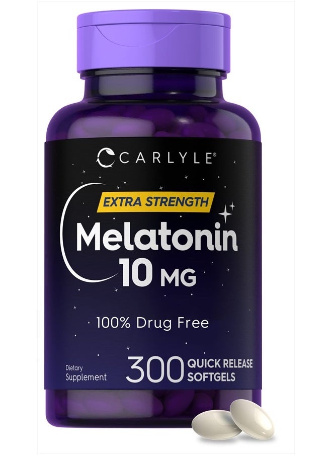 Melatonin 10mg | 300 Softgels | Extra Strength Support for Adults | Non-GMO, Gluten Free Supplement