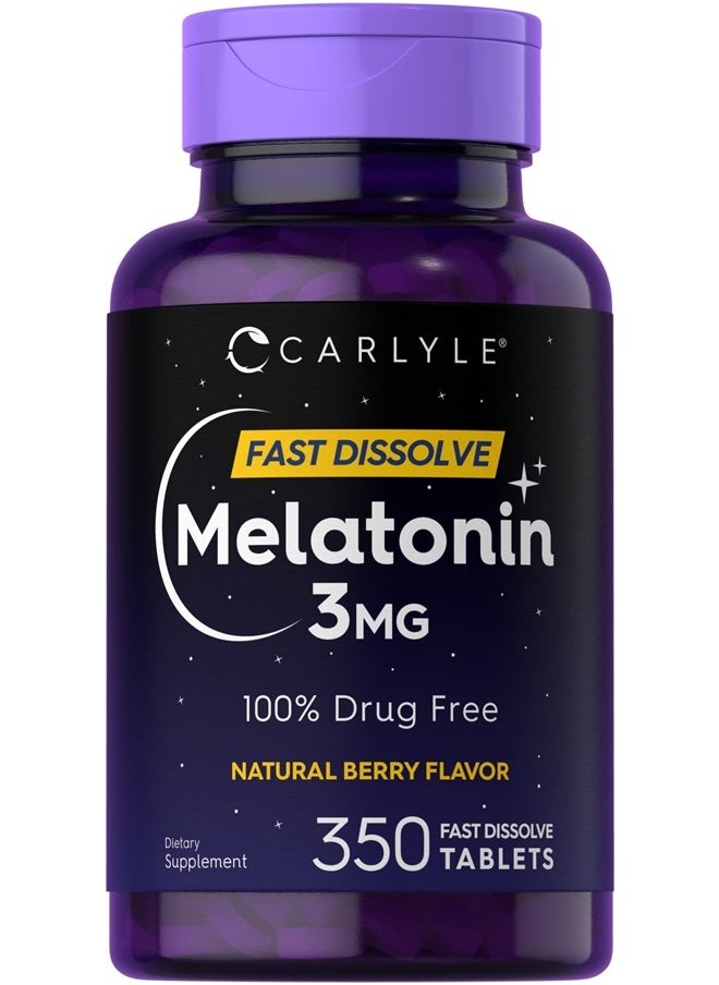 Melatonin 3mg Fast Dissolve Tablets | 350 Count | Low Dose | Vegan, Non-GMO, Gluten Free