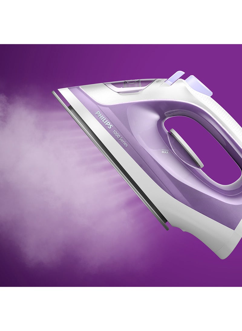 1000 Series Steam Iron With Non-Stick Soleplate And Variable Steam Setting To Remove Wrinkles Efficiently,Continuous Steam Up To 20G/Min 90G Of Steam Boost,Slim Tip Soleplate 1.1 kg 1800 W DST1020/36 Purple