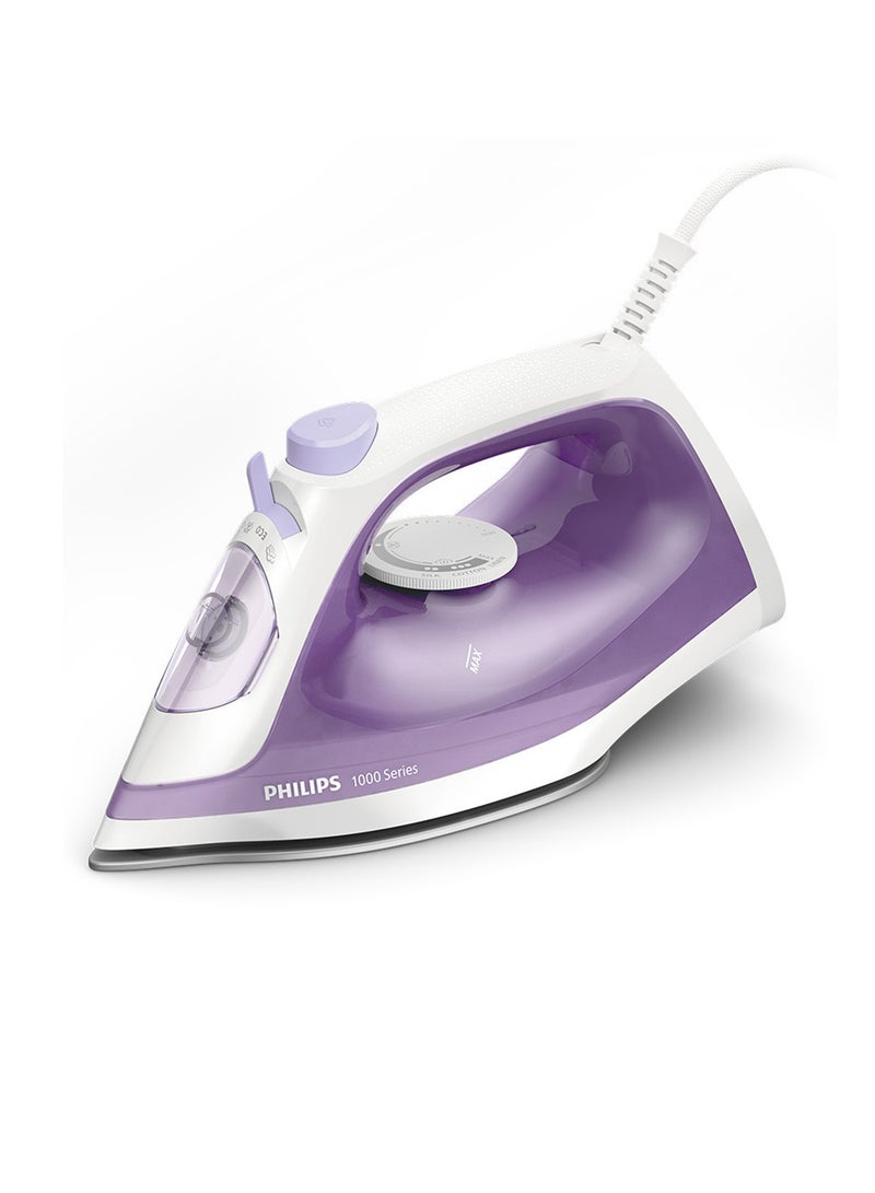 1000 Series Steam Iron With Non-Stick Soleplate And Variable Steam Setting To Remove Wrinkles Efficiently,Continuous Steam Up To 20G/Min 90G Of Steam Boost,Slim Tip Soleplate 1.1 kg 1800 W DST1020/36 Purple