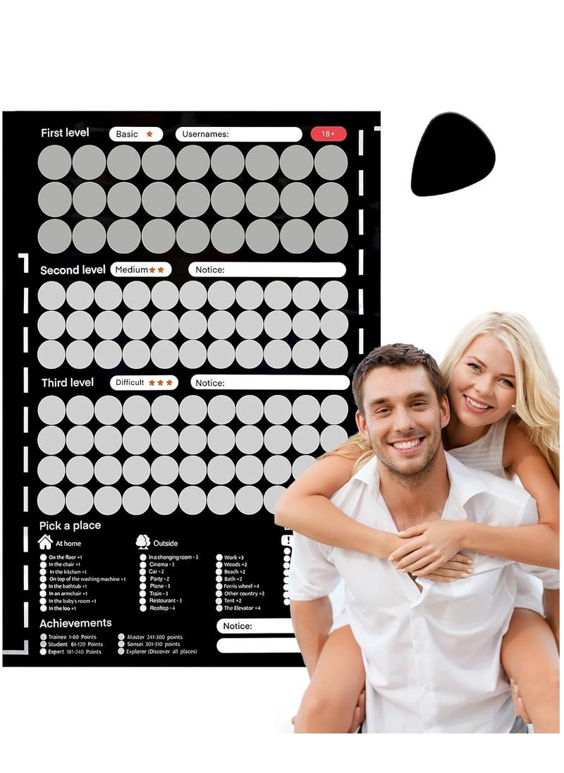 Scratch Off Poster with 104 Positions 20 Questions and 30 Hot Extra Tasks for Couples 169 Love Tasks Date Night Ideas Conversations