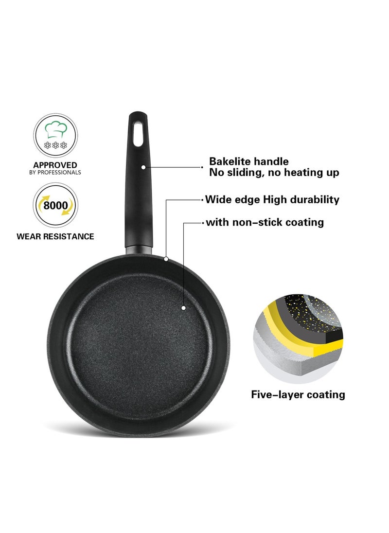 Frying Pan 28cm with Glass Lid and Spatula, Aluminum Non Stick Coating Frypan, Silicone Tuner Spatula, Glass Silicone Lid ,Induction Bottom Technology