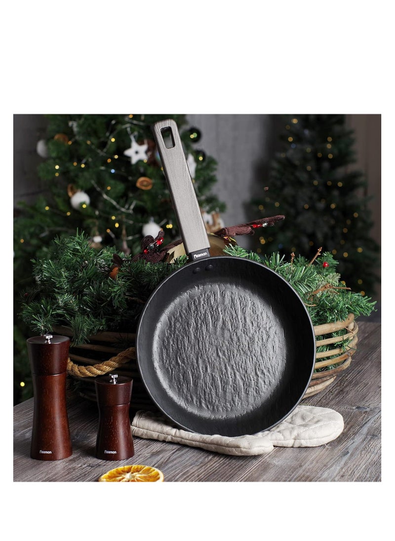 Frying Pan - 20cm, 24cm, 28cm - Aluminum Greblon C2 Coating Frypan Vela Rock Series, Induction Bottom Compatible for all Cooktops with Bakelite Handle