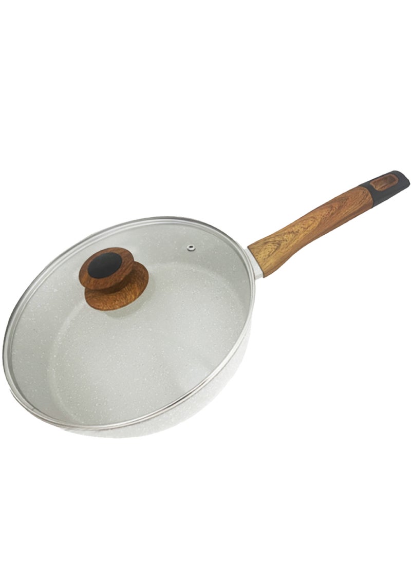 Millerhaus Natural Deep Frypan with Lid 28cm Forged Aluminium