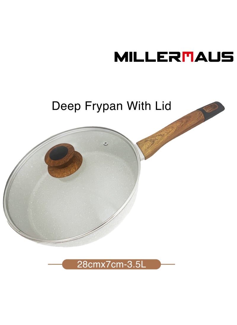 Millerhaus Natural Deep Frypan with Lid 28cm Forged Aluminium