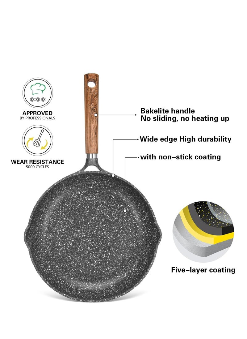 2-Piece Frying Pan 24cm And 26cm, Aluminum Non Stick Ceramic Coating Milano Series with Induction Bottom Ergonomic Bakelite Handle, PFOA Free Kitchen Cookware, for Omelets, Stir Frying