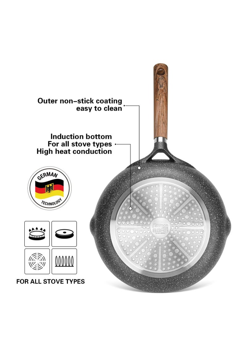 2-Piece Frying Pan 24cm And 26cm, Aluminum Non Stick Ceramic Coating Milano Series with Induction Bottom Ergonomic Bakelite Handle, PFOA Free Kitchen Cookware, for Omelets, Stir Frying