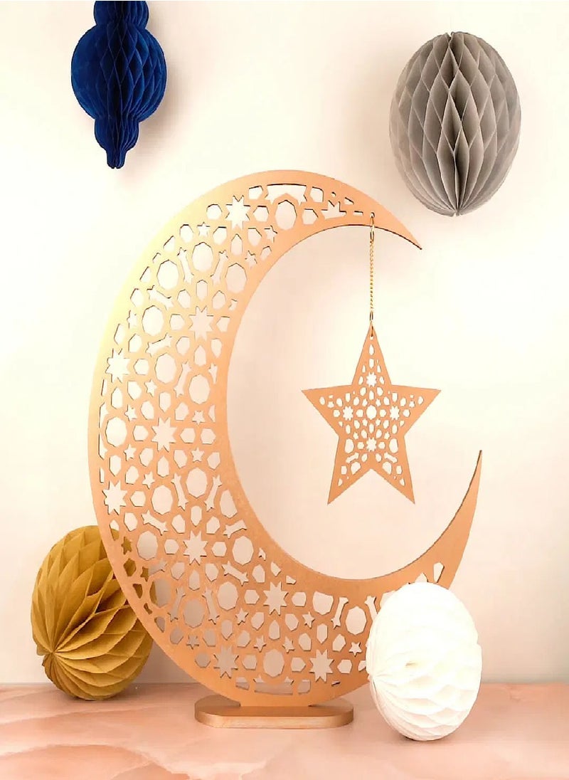 Large Geometric Moon & Star - 2ft, for Occassions like Ramadan