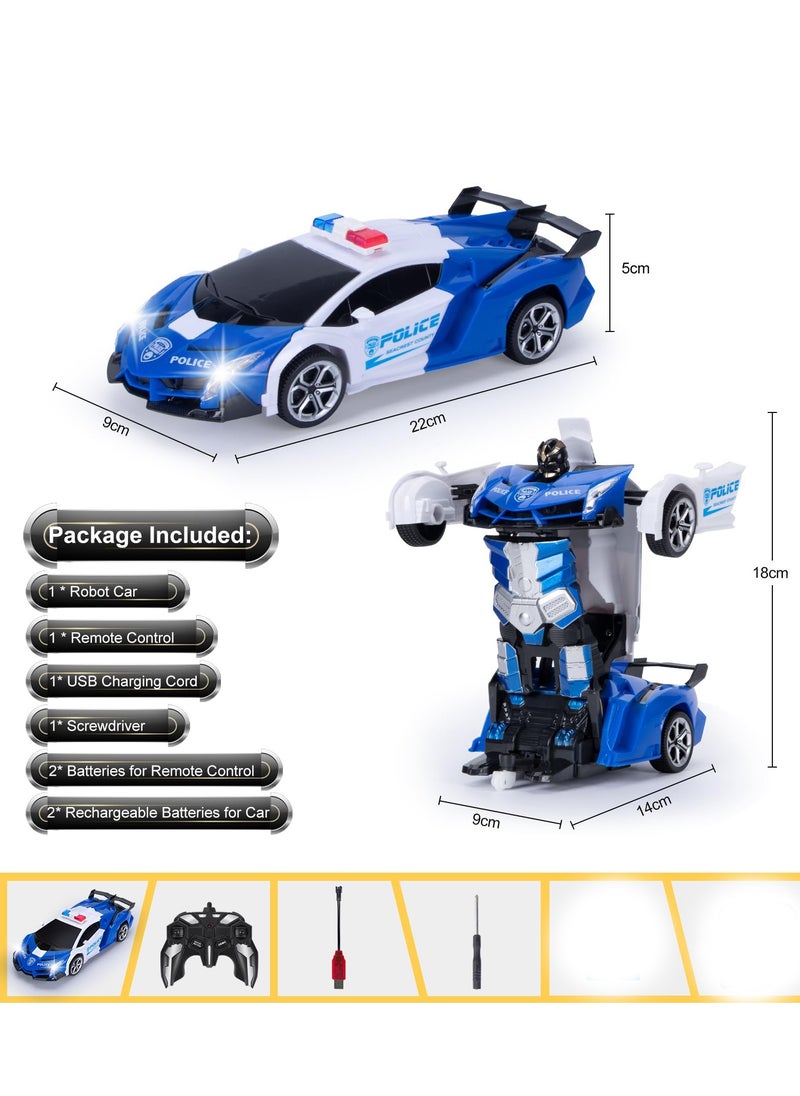 RC Stunt Car, Transform Toys Remote Control Car, RC Robot Car with Hand Gesture Sening LED Light Music & Sound Effect, 2.4GHz Remote Control Gesture Sensor Toy Cars, Gifts for Kids Boys Age 3-10