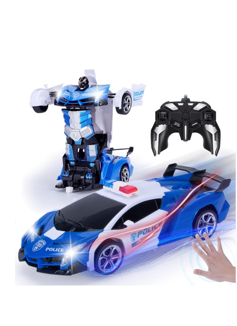 RC Stunt Car, Transform Toys Remote Control Car, RC Robot Car with Hand Gesture Sening LED Light Music & Sound Effect, 2.4GHz Remote Control Gesture Sensor Toy Cars, Gifts for Kids Boys Age 3-10