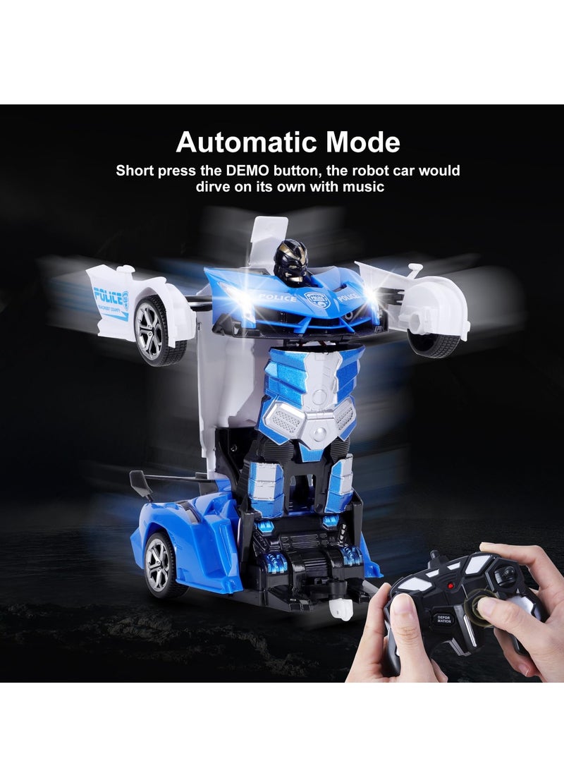 RC Stunt Car, Transform Toys Remote Control Car, RC Robot Car with Hand Gesture Sening LED Light Music & Sound Effect, 2.4GHz Remote Control Gesture Sensor Toy Cars, Gifts for Kids Boys Age 3-10