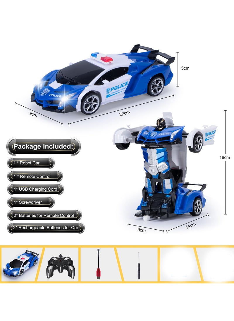 RC Stunt Car, Transform Toys Remote Control Car, RC Robot Car with Hand Gesture Sening LED Light Music & Sound Effect, 2.4GHz Remote Control Gesture Sensor Toy Cars, Gifts for Kids Boys Age 3-10