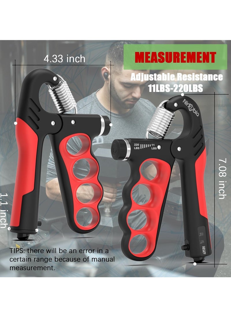 Hand Grip Strengthener Trainer Adjustable Resistance 11LBS-220LBS, Forearm Strengthener, Hand Squeezer With Mechanical Counter Multipurpose Grip for Muscle Building and Injury Recovery