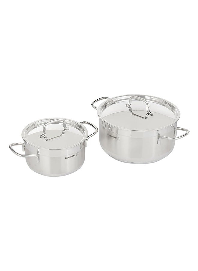 Set of 11 Pieces Korkmaz Alfa Stainless Steel Cookware  2Xl Size Silver