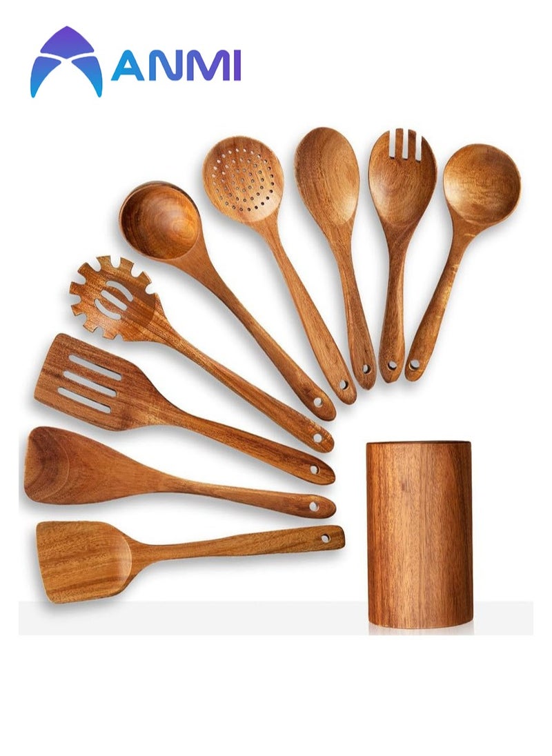 10 PCS Wooden Spoons Cookware for Cook Kitchen