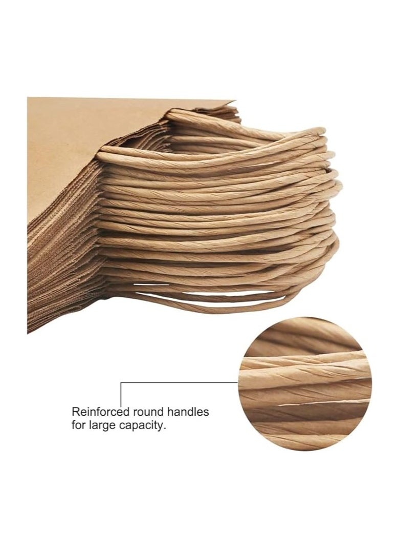10 Pcs Of Ramadan Kareem Kraft Paper Bags With Handles Brown-Gift Kraft Paper Bags With Handles Reusable And Eco-Friendly For Gift Giving