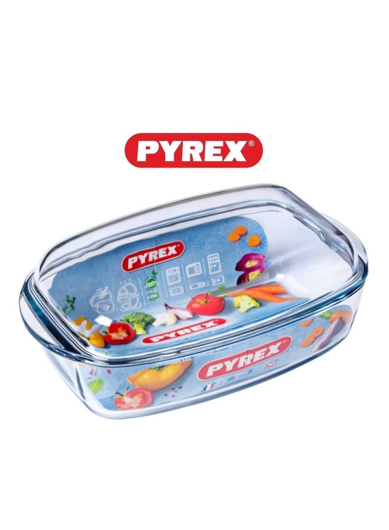 Pyrex Essential Casseroles Rectangular 6.5L - Versatile Borosilicate Glass Dish for Baking, Roasting, and Serving