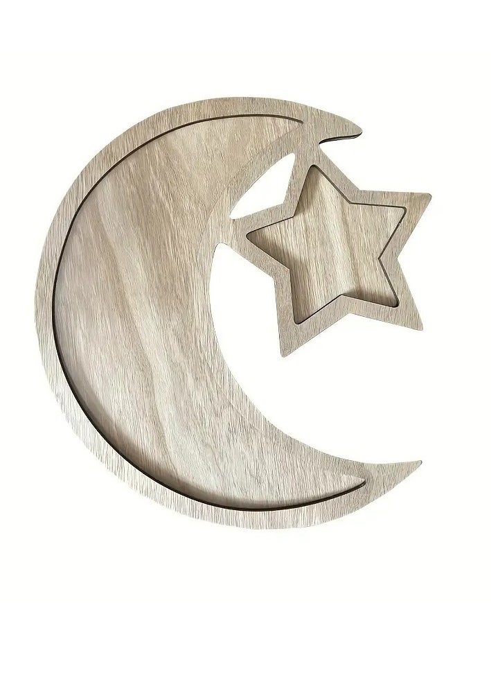 1pc Exquisite Stars and Moon Wooden Ornaments - Decorative Room Accents for Ramadan and Eid Al-Fitr Celebrations, Birthday Parties, and Holiday Decorations - Handcrafted Wooden Crafts for Unique Gift Ideas and Home Decor Enhancement