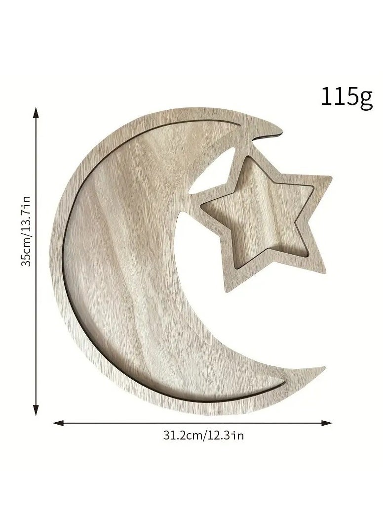 1pc Exquisite Stars and Moon Wooden Ornaments - Decorative Room Accents for Ramadan and Eid Al-Fitr Celebrations, Birthday Parties, and Holiday Decorations - Handcrafted Wooden Crafts for Unique Gift Ideas and Home Decor Enhancement