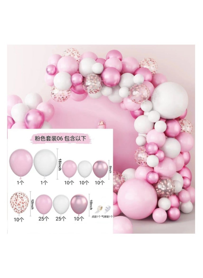 104PCS party balloons pink set 06