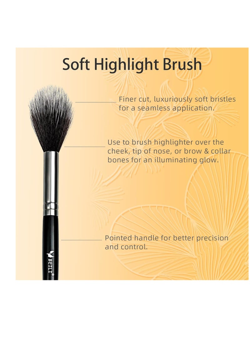 BEILI Tapered Highlighter Brush Makeup for Cheekbone Highlighting,Bronzer,Blush,Contour Face,Eyes,Brows with Cream,Powder,Mineral Cosmetics Vegan Makeup Tool-Blending,Contouring Face Brush