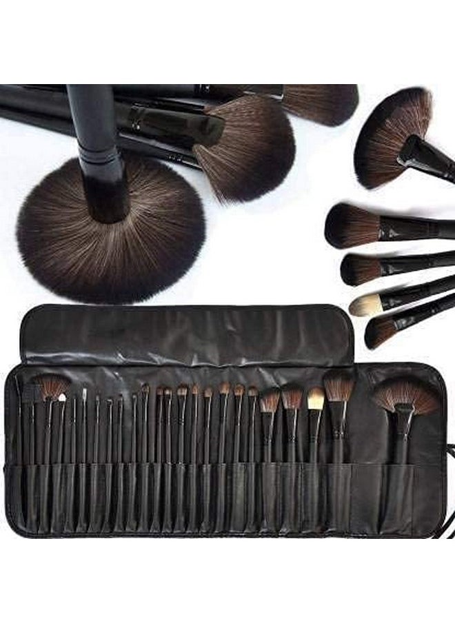 SKINPLUS Premium Set Of 24 Pcs Soft Hair Makeup Brush Black (Pack Of 24)