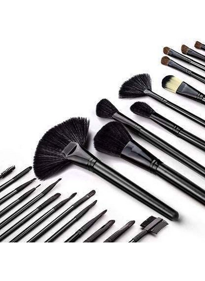 SKINPLUS Premium Set Of 24 Pcs Soft Hair Makeup Brush Black (Pack Of 24)