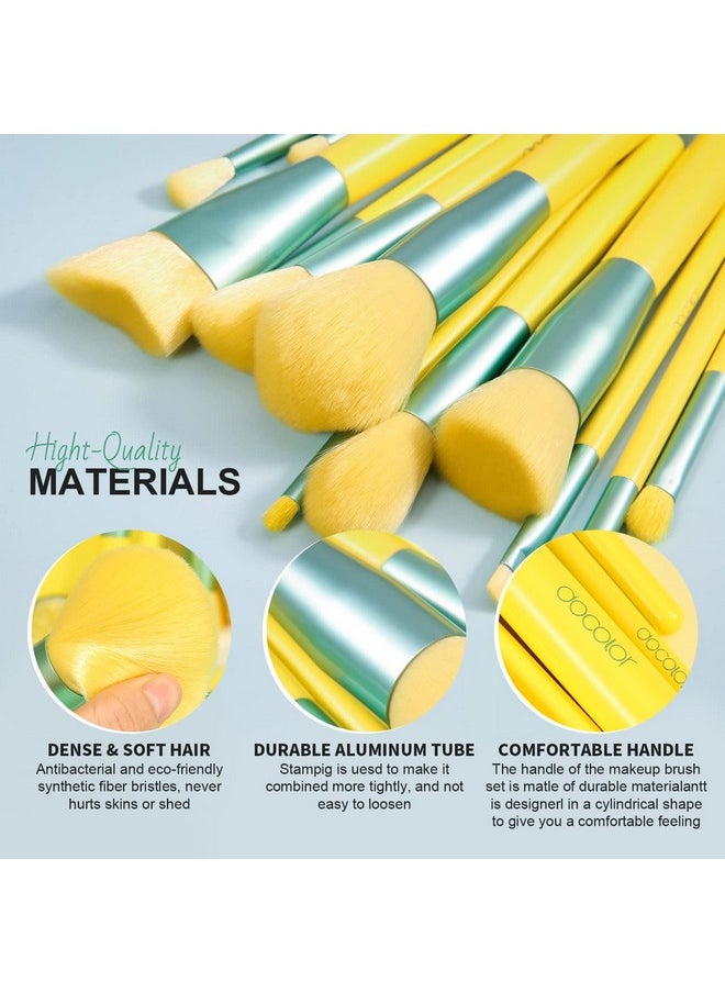 docolor Makeup Brushes 13Pcs Lemon Makeup Brush Set Christmas Gift Premium Synthetic Kabuki Foundation Blending Face Powder Mineral Eyeshadow Make Up Brushes Set