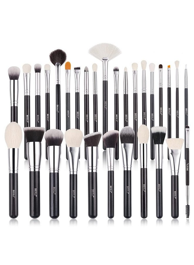 BEILI Makeup Brushes 30Pcs New Variant Professional Makeup Brush Set Natural Goat Hair Premium Synthetic Kabuki Foundation Blending Brush Face Powder Blush Concealers