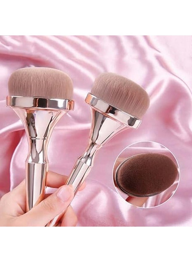 SKINPLUS Pro Gold Rush Oval Makeup Brushes, 9Pcs Foundation Powder Concealer Cheek Eye Shadows Brush Set