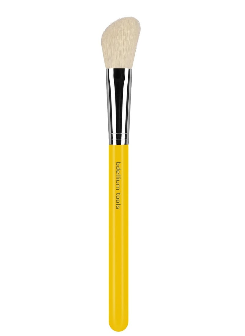 Bdellium Tools Professional Makeup Brush - Studio Series 942 Slanted Contour - With Mix of Soft Synthetic & Natural Fibers, For Adding Dimension to the Face (Yellow, 1pc)