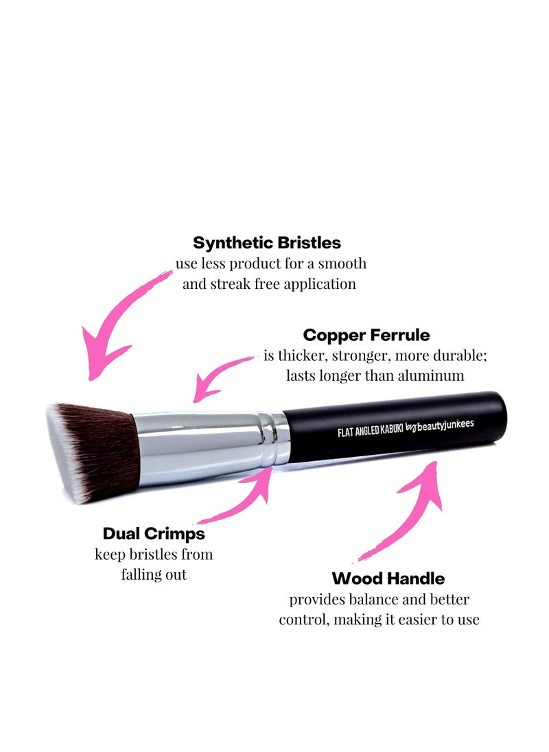 Contour Brush Bronzer Brush Blush Brush - Flat Angled Kabuki Brush for Face, Foundation Brush, Dense Synthetic Bristles for Blending, Buffing, Stippling, Setting with Powder Cream Liquid Makeup