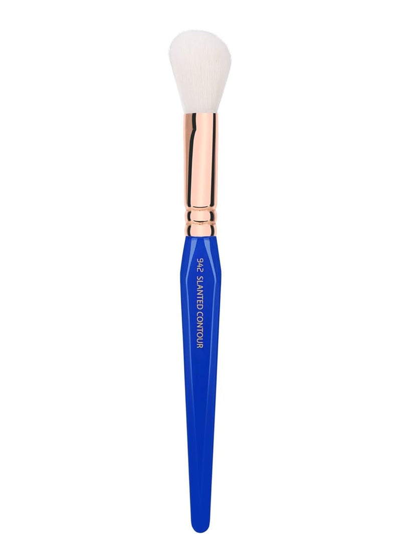 Bdellium Tools Professional Makeup Brush - Golden Triangle 942 Slanted Contour - With All Vegan and Soft Synthetic Fibers, For Adding Dimension to the Face (Blue, 1pc)