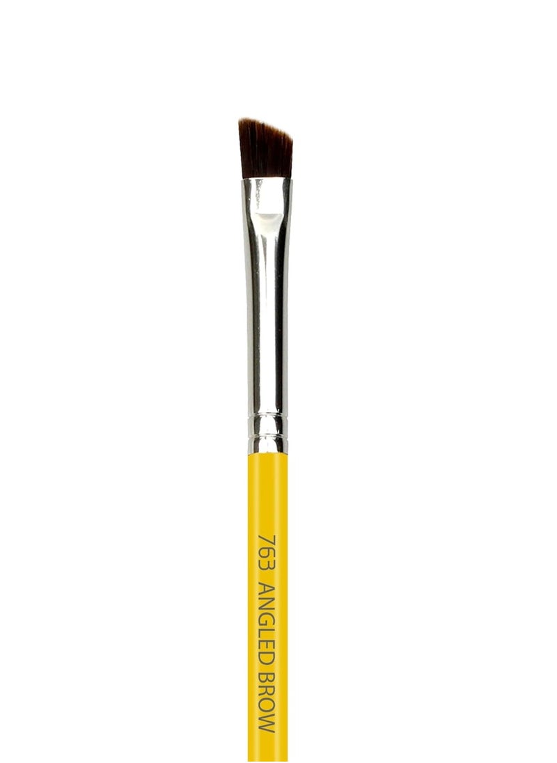 Bdellium Tools Professional Makeup Brush - Studio Series 763 Angled Brow - With Mix of Soft Synthetic & Natural Fibers, For Defining Eyebrows (Yellow, 1pc)