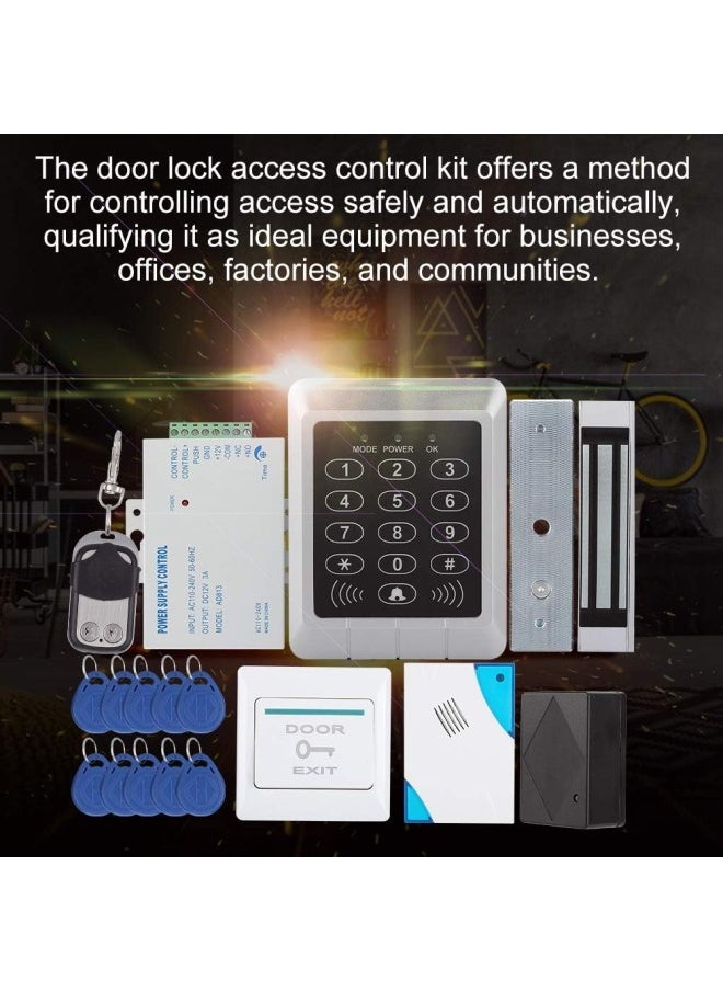 Door Access Control System, Electric Magnetic Door Lock Access Control Card Password Door Home Security System Kit with Access Keypad/180kg Magnetic Lock/Dingdong Doorbell/Remote Control