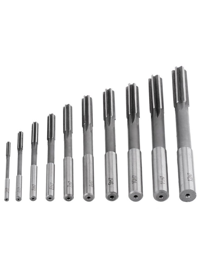 3,4,5,6,7,8,9,10/11/12mm Durable HSS Reamer Set, Straight Shank Milling Cutter Tool Set, H8 Chucking Machine Reamer (10 Pack)