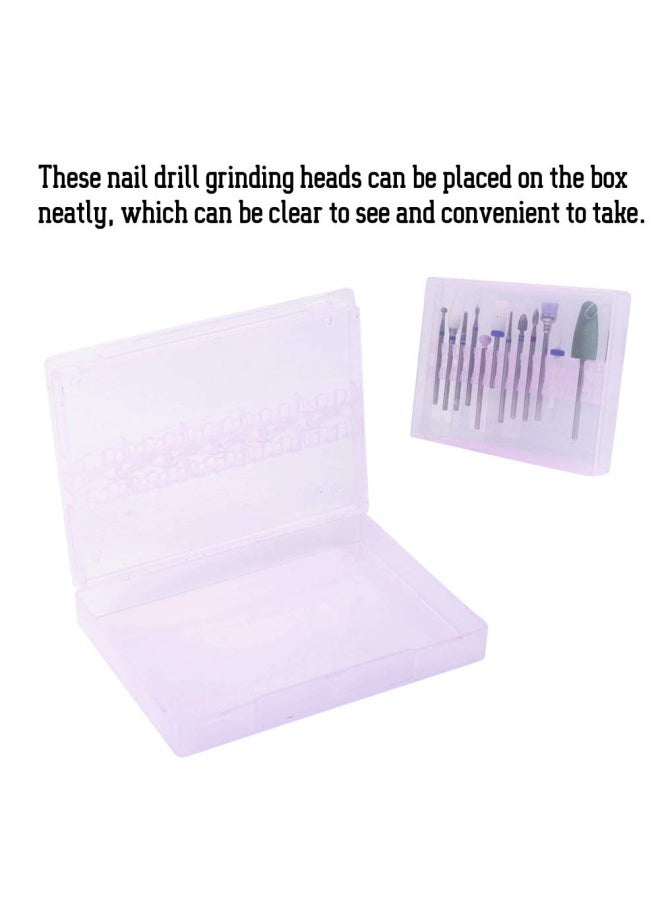 14 Grids Nail Drill Holder, Plastic Nails Drill Bits Storage Box Nail Polishing Heads Display Case Nail Tools Container for Grinding Heads(Purple)