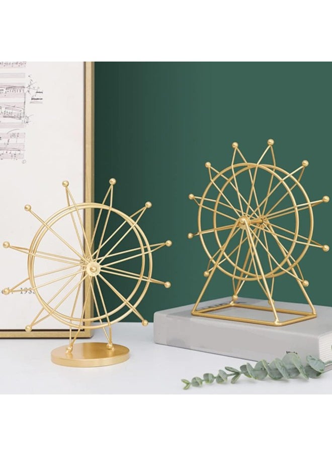 Housewarming Gift Ferris Wheel Gold Accent Décor Tabletop Small Figurines Home Décor Accents Living Room Bookshelf Decorations Object- Modern Gold Metal Sculptures Decorative Art Statue