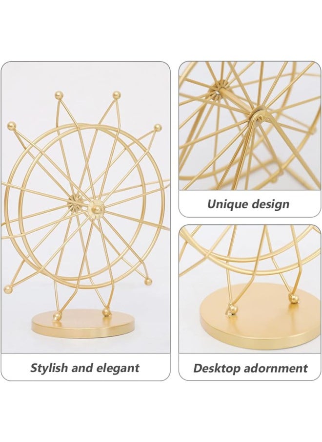 Housewarming Gift Ferris Wheel Gold Accent Décor Tabletop Small Figurines Home Décor Accents Living Room Bookshelf Decorations Object- Modern Gold Metal Sculptures Decorative Art Statue