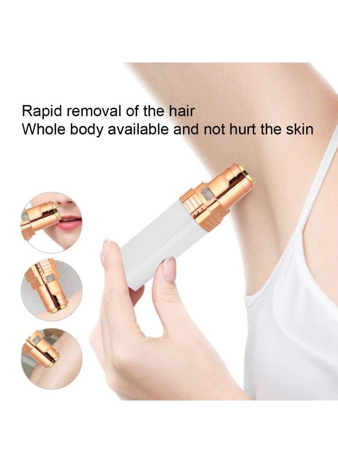 Mini Electric Hair Remover Cute Lipstick Shape Face Body Hair Removal Machine for Women Facial Hair Removal Shaver(White)