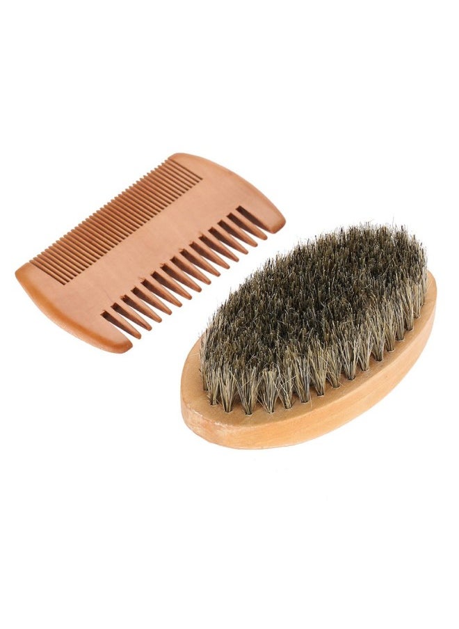 Men Beard Care Kit Beard Grooming Kit Mustache Oval Brush and Beard Comb Cleaning Grooming Tool Helps Softening and Conditioning Mustaches