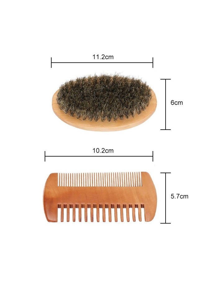 Men Beard Care Kit Beard Grooming Kit Mustache Oval Brush and Beard Comb Cleaning Grooming Tool Helps Softening and Conditioning Mustaches